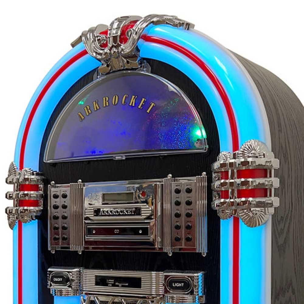 Arkrocket Taurus II Jukebox with Stand - Black 2024 New Upgrade from an angled perspective