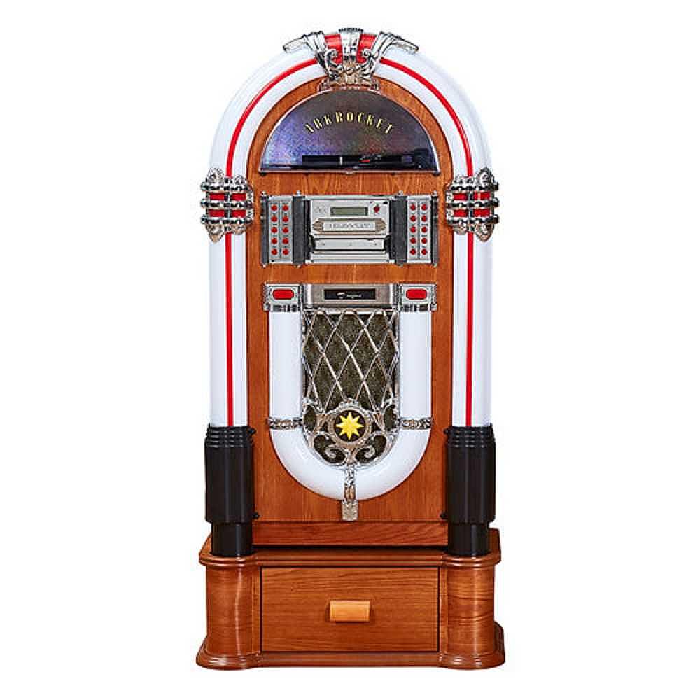 Arkrocket Taurus II Jukebox with Stand - Maple 2024 New Upgrade presents a classic wooden maple finish