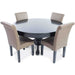 A round black table with four Coffee BBO Poker Tables Premium Lounge Chairs (Set of 2) arranged around it