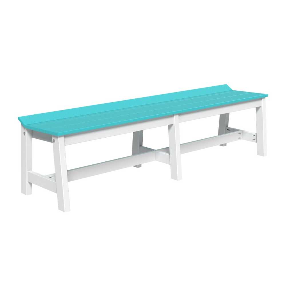 Aruba Blue and White LuxCraft Cafe Dining Bench 72