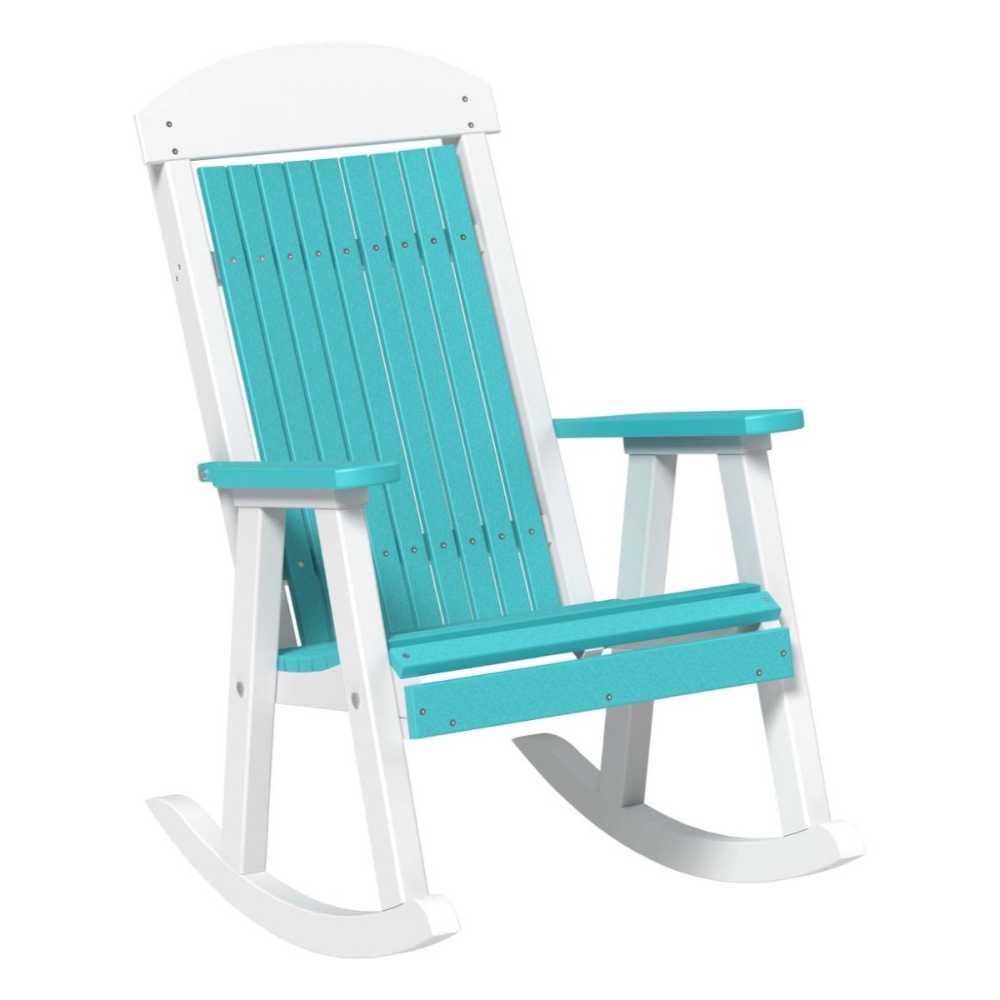 Aruba Blue and White LuxCraft Porch Rocker