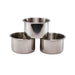 A set of three stacked 4inch stainless steel cups designed for a BBO poker tables.