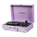 A side-angle view of the Crosley Cruiser Plus Portable Turntable with Bluetooth InOut - Lavender