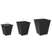 Aside-by-side comparison of three LuxCraft Elite Planters in18" 22" and 26" sizes. highlighting their size differences.