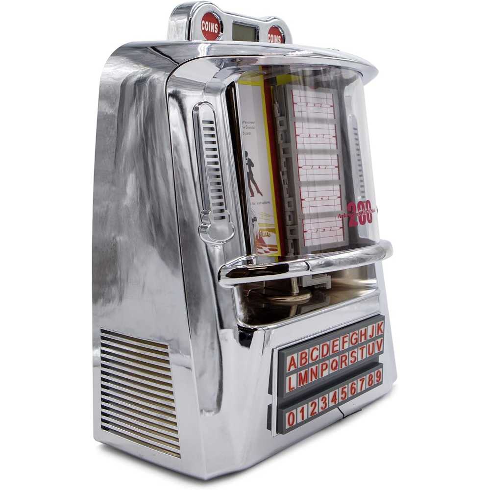 A side view of the Arkrocket 200 Wall-O-Matic Table Jukebox Wallbox Bluetooth Speaker Radio