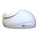 A side view of the white Dreampod Sport Float Pod with a smooth, rounded shape and the brand logo on its side