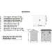 A simple black-and-white diagram lists measurements and shows the layout of the Outdoor Living Today 9×6 Cabana Garden Shed