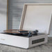 A sleek cream croc finish gives the Crosley Mercury Portable Turntable - Cream Croc a luxurious, retro-inspired design