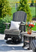 A sleek gray Adirondack glider chair with a white LuxCraft 15 Toss Pillow