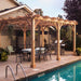 A spacious poolside patio featuring the Outdoor Living Today Western Red Cedar Pergola & Canopy, ideal for family gatherings and grilling