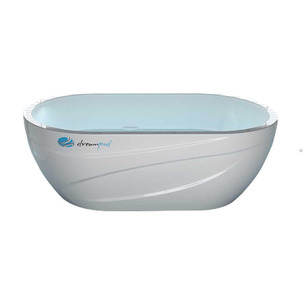 A standalone Dreampod Ice Bath with Chiller with clean, smooth curves is shown against a white background