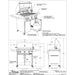 A technical drawing of the Alfresco Grills Artisan Professional 32” Cart Grill, 3 Burner, detailing dimensions, burner placement, and additional grill features