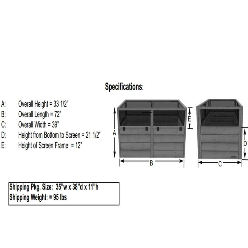 A technical drawing provides detailed dimensions and measurements of the Outdoor Living Today 6×3 Raised Garden Bed, showing its height, length, and width specifications