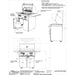 A technical specification sheet for the Alfresco Grills 30″ Luxury Grill Standard Cart Model, detailing dimensions, gas connections, electrical requirements, and key design features