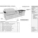 A technical spec sheet of the Sunstone Dallas 9ft 11in Hybrid Charcoal Gas Grill & Power Burner Island Package lists dimensions, components, and a labeled product diagram