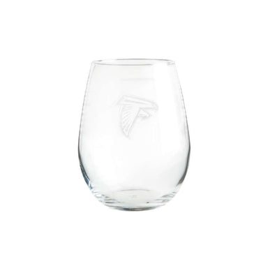 Atlanta Falcons Crate & Barrel NFL Aspen 11.75oz Stemless Wine Glass, Set of 4 featuring an etched Falcons bird logo on clear glass