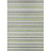 A top-down view highlights the full stripe pattern of the Couristan Cape Indoor/Outdoor Rug - Brockton/Hunter Green-Brown in neutral and green tones
