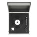 A top-down view of the Crosley Bermuda Portable Turntable with Bluetooth InOut - Black, showing the record platter, tonearm, and speed selector switch