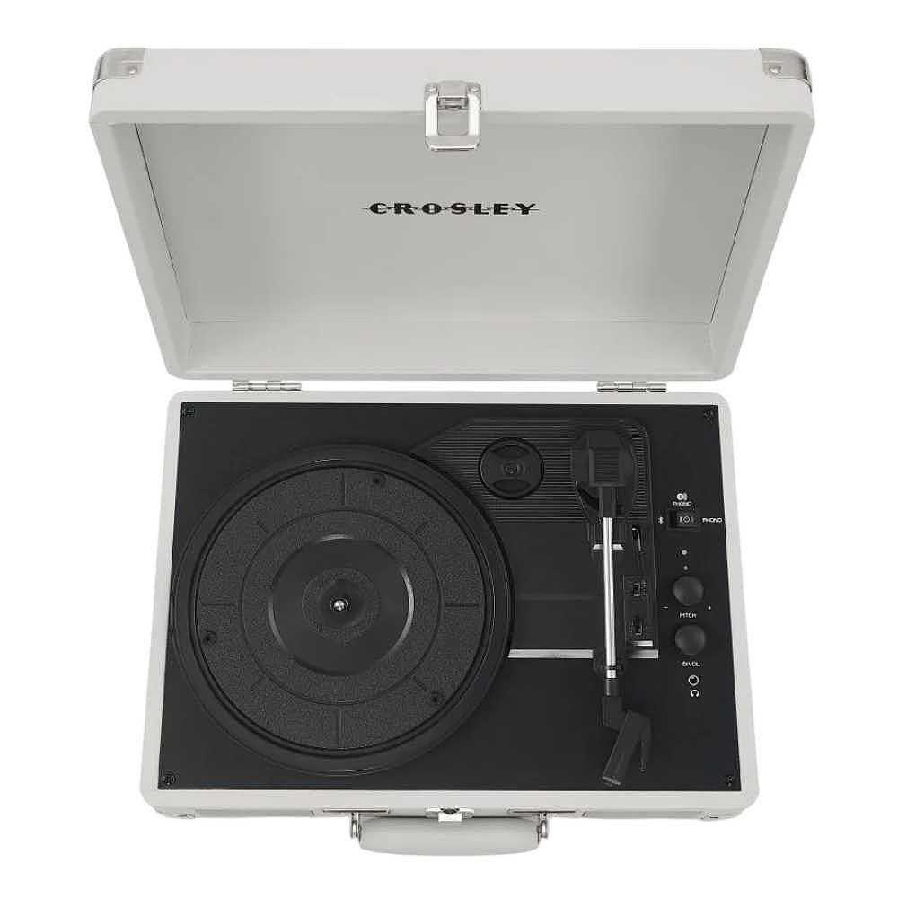 A top-down view of the Crosley Cruiser Plus Portable Turntable with Bluetooth InOut - White Sand