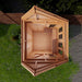 A top-down view of the Outdoor Living Today 8×8 Sunshed Garden Shed reveals its clean, symmetrical layout and spacious wooden interior