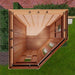 A top-down view of the Outdoor Living Today 9×9 Penthouse Garden Shed reveals its unique angled shape and wooden floor layou
