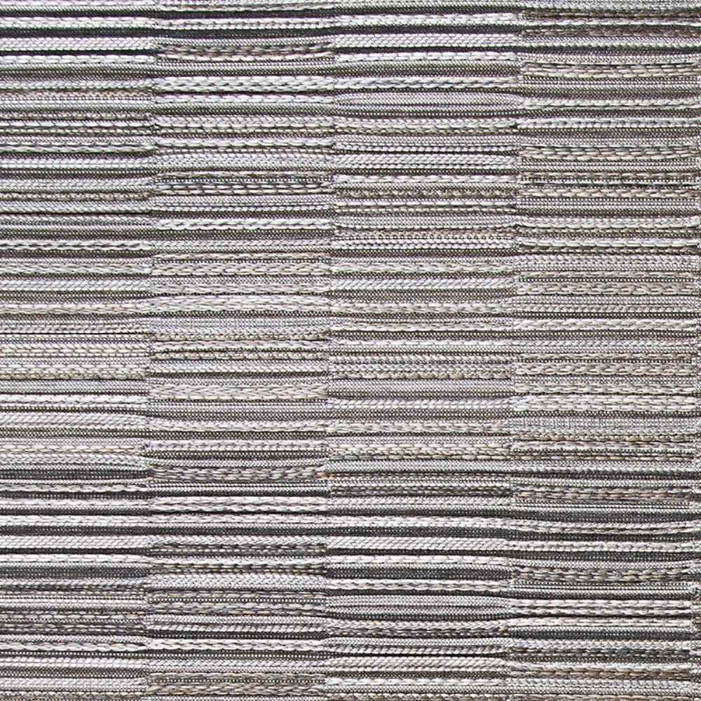 A zoomed-in image reveals the unique woven pattern and color variations in the Couristan Cape Indoor/Outdoor Rug - Fayston/Silver-Charcoal