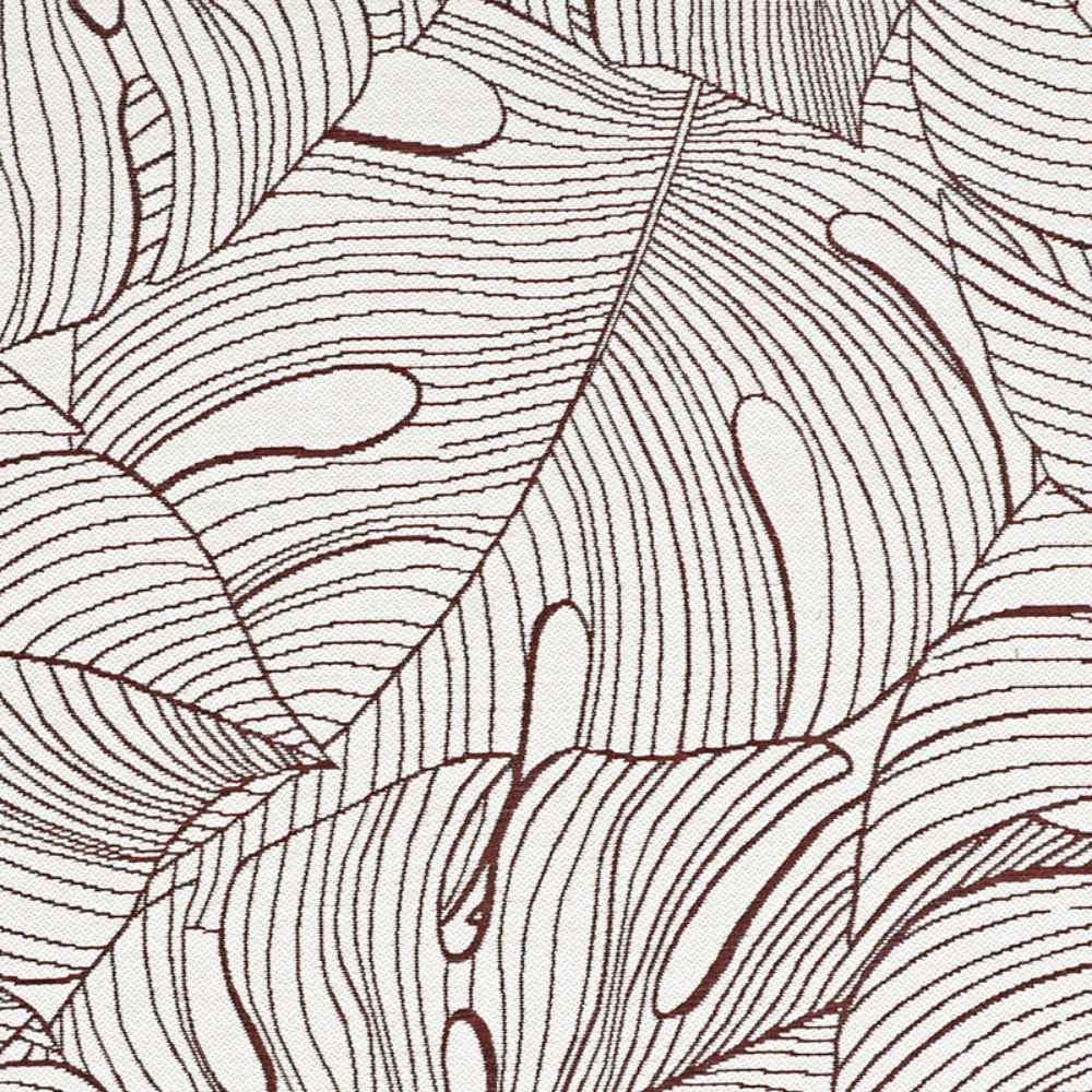 A zoomed-in section of the Couristan Castille Indoor/Outdoor Rug - Palma/Rouge displays the overlapping leaf design with red outlines