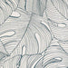 A zoomed-in view of the Couristan Castille Indoor/Outdoor Rug - Palma/Petrol reveals intricate overlapping leaf designs in fine lines