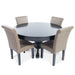 BBO Poker Tables Black Round Dining Top (Nighthawk/Ginza) is shown with four light tan chairs