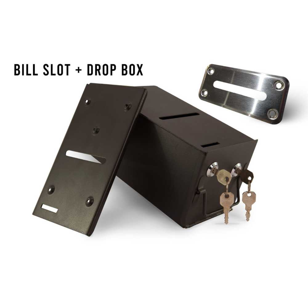 BBO Poker Tables Dropbox & Bill Slot features a secure black box with a removable bill slot cover and comes with keys for locking