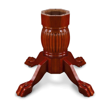 BBO Poker Tables Duke Pedestal Leg Set in a rich mahogany finish features a sturdy central column with four paw-shaped feet