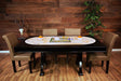 BBO Poker Tables Portable Poker Party Mat - World Traveler mat is placed on a black table, with snacks and a board game set up