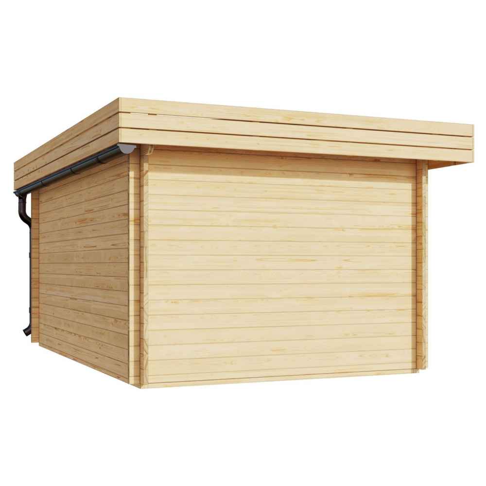 Back side of the GardenHouse24 USA Miriam 44A Classic Garden Room is shown plain and seamless, emphasizing its smooth wooden finish