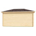 Back view of the GardenHouse24 USA Pavilion ALU 44D Garden Room displays a smooth, uninterrupted wooden wall