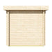 Back view of the GardenHouse24 USA Sauna Maria 90 Garden Room reveals a clean, flat wooden surface with minimalist detailing