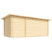 Back wall of the GardenHouse24 USA Starla 44B ALU Garden Room is completely wooden and windowless, showing a flat, seamless design