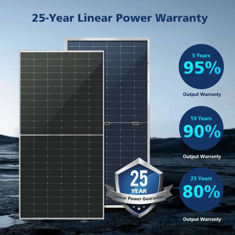 Backed by a 25-year linear power warranty, Sun Gold Power 560W Bifacial N-Type Solar Panel Full Pallet (32 Panels) delivers long-term output performance