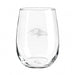 Baltimore Ravens Crate & Barrel NFL Aspen 17oz Stemless Wine Glass, Set of 4 features a clear stemless glass etched with the Ravens bird-head logo