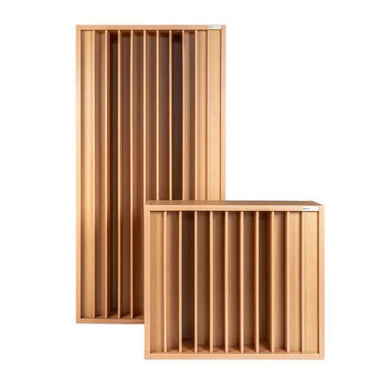 Beech GIK Acoustics Q11D Quadratic Residue Diffuser in beech wood finish with rectangular diffuser panels engineered for improved room acoustics