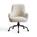 Beige Serene Textured Weave Crate & Barrel Bellevue Upholstered Office Chair in beige textured fabric with a cushioned seat and black rolling base
