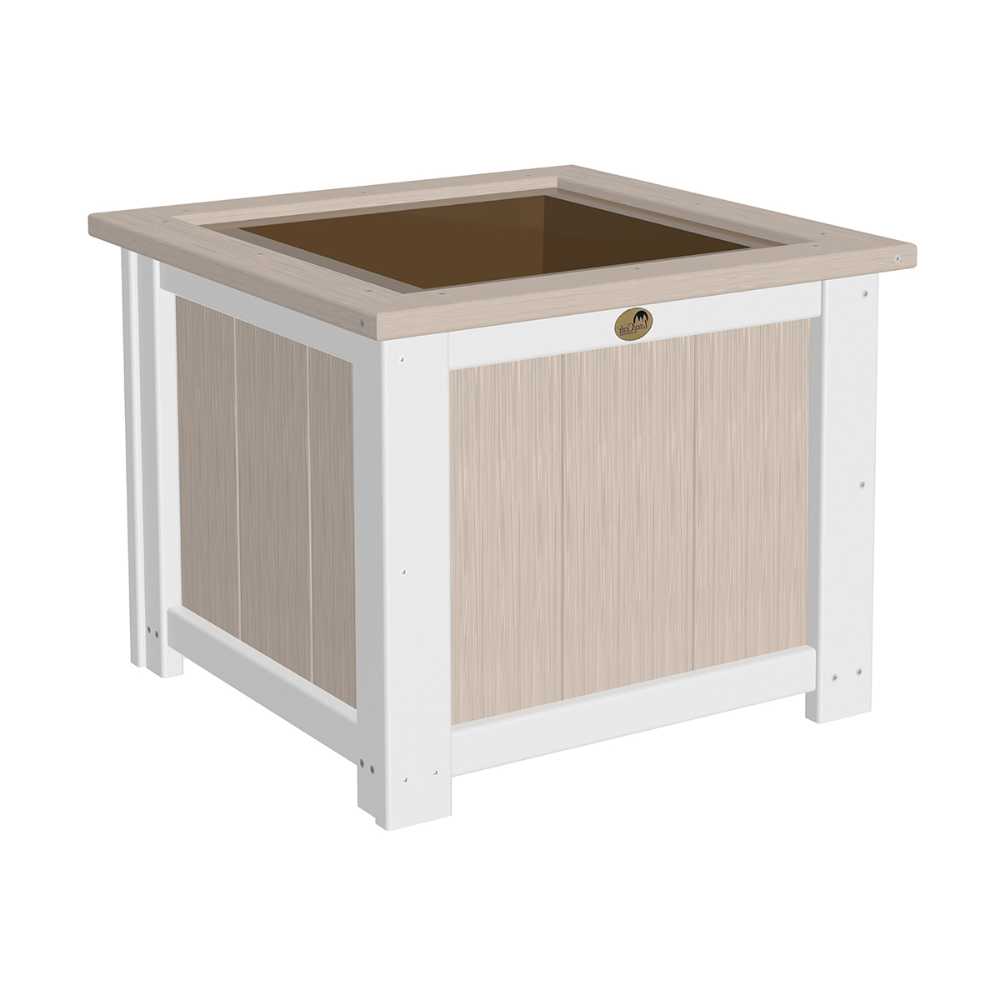 Birch and White LuxCraft Poly Lumber Square Planter in 24in and 15in