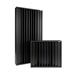 Black GIK Acoustics Q11D Quadratic Residue Diffuser in black finish with two acoustic panels featuring deep vertical wells for balanced sound diffusion
