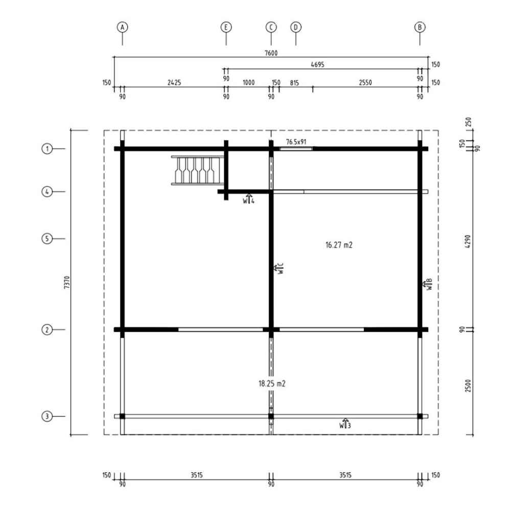 Black-and-white floor plan sketch shows the main layout of the GardenHouse24 USA Sauna Marit 90 Garden Room