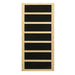 Black carbon infrared heating panel in a light wood frame used in Golden Designs Dynamic Heming Elite 2 Person Ultra Low EMF Far Infrared Corner Sauna