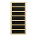 Black carbon infrared heating panel in a light wood frame used in Golden Designs Dynamic Monaco Elite 6 Person Ultra Low EMF Far Infrared Sauna