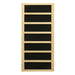 Black carbon infrared heating panel in a light wood frame used in Golden Designs Dynamic Versailles 2 Person Low EMF Far Infrared Sauna