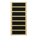 Black carbon infrared heating panel in a light wood frame used in Golden Designs Dynamic Vittoria 2 Person Low EMF Far Infrared Sauna