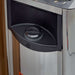 Black control dial on the front of the stainless steel Harvia stove in Golden Designs Soria 3 Person Indoor Hybrid Sauna with Full Spectrum IR and Harvia Stove