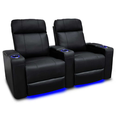 Black Valencia Piacenza Home Theater Seating Row of 2 Width 69 Height 42 Depth 38.75