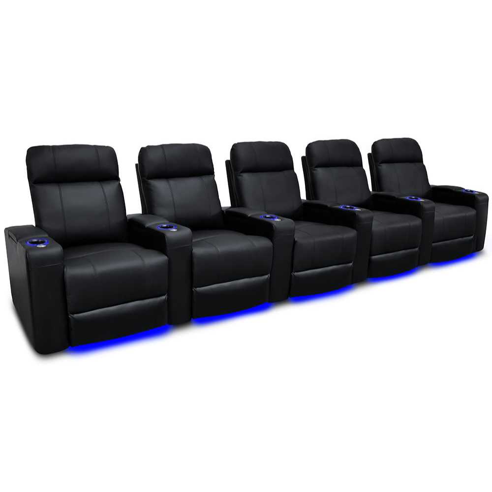 Black Valencia Piacenza Home Theater Seating Row of 5 Width 162 Height 42 Depth 38.75